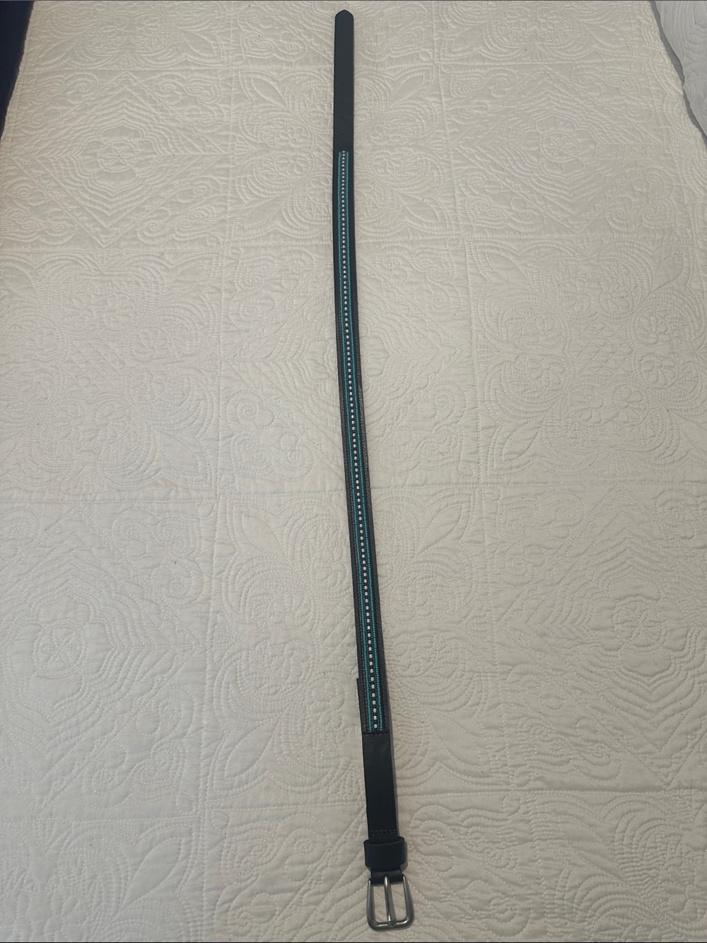 Lucky Brand Black Leather Belt with Silver Buckle